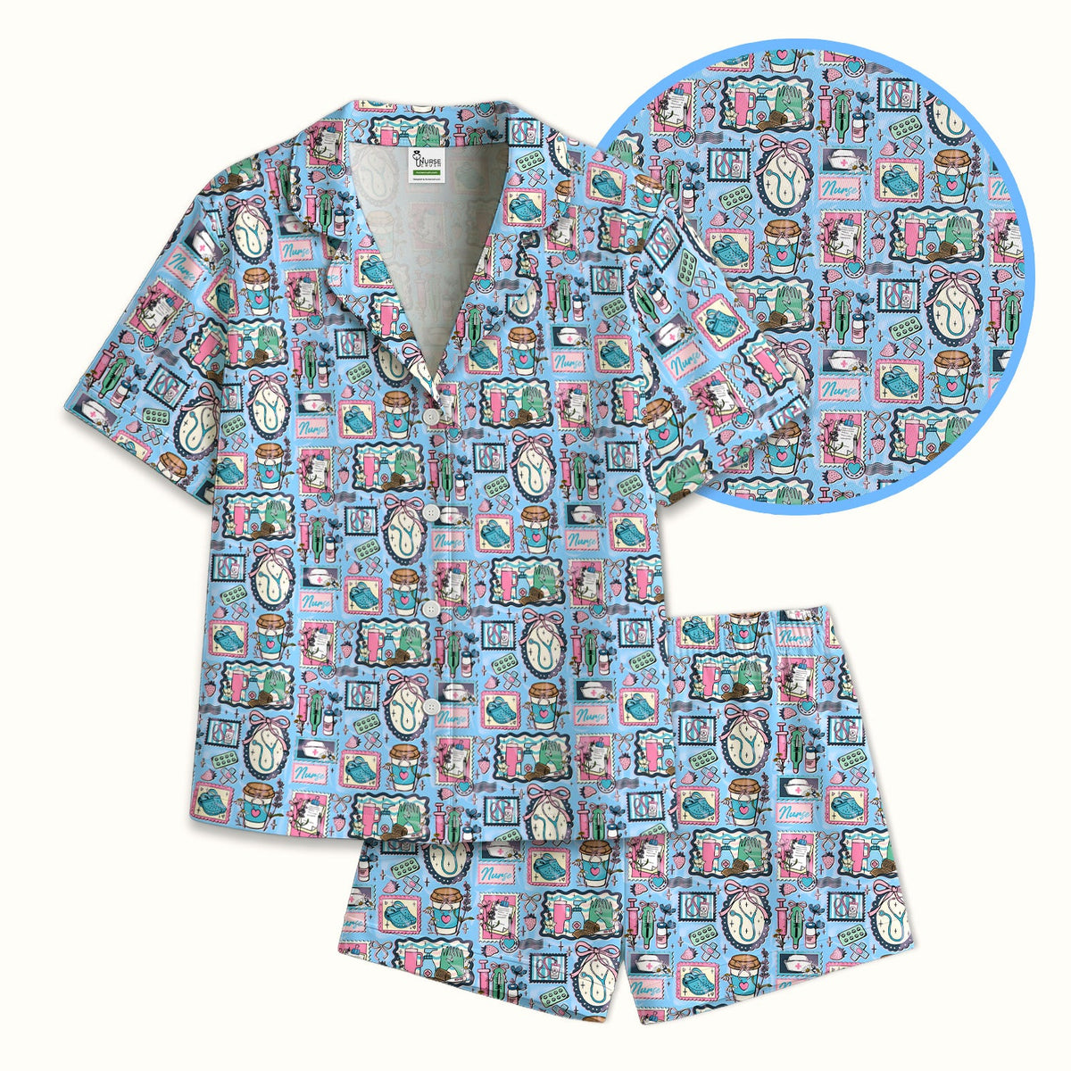 Stethoscope Syringe Frame Pajama Set