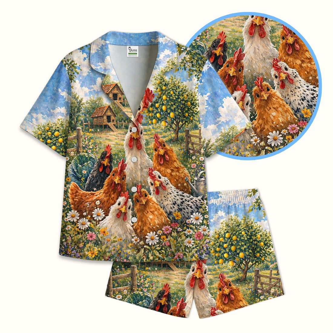 Rustic Chicken Farm Garden Pajama Set