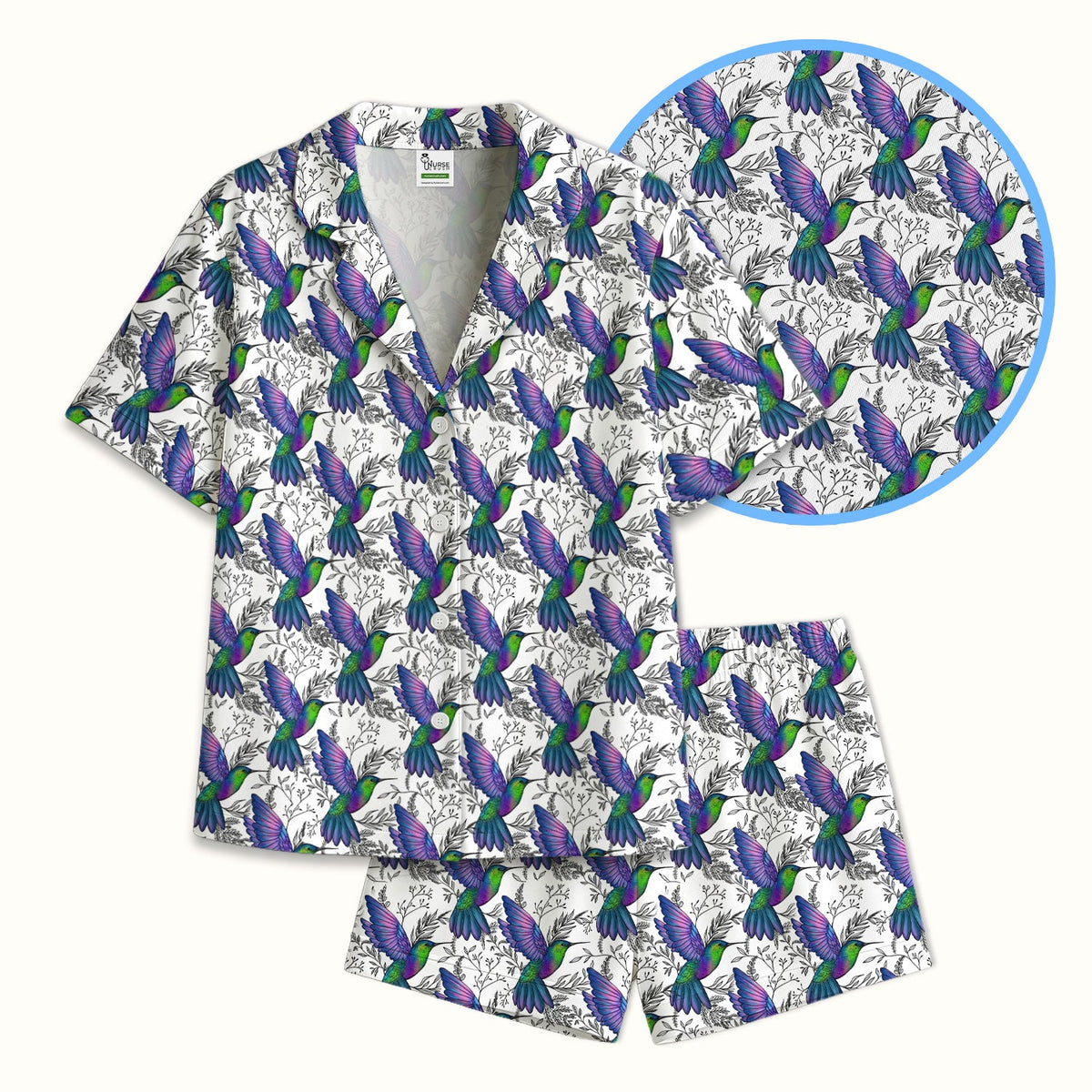 Colorful Hummingbird Botanical Pajama Set