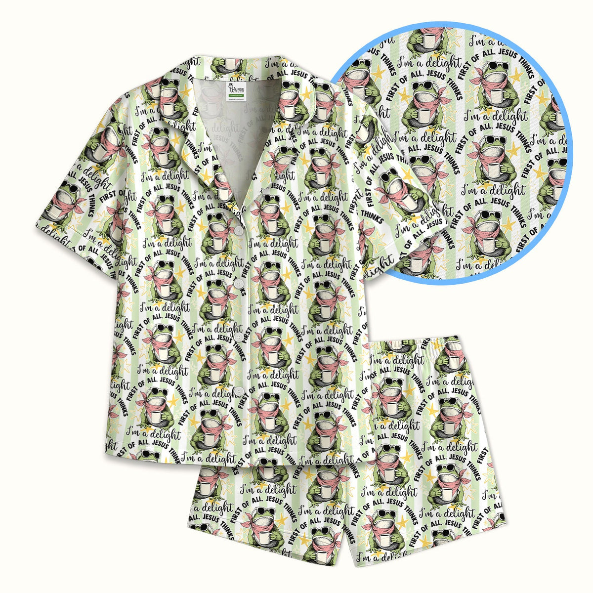 Frog Coffee Quote Pajama Set