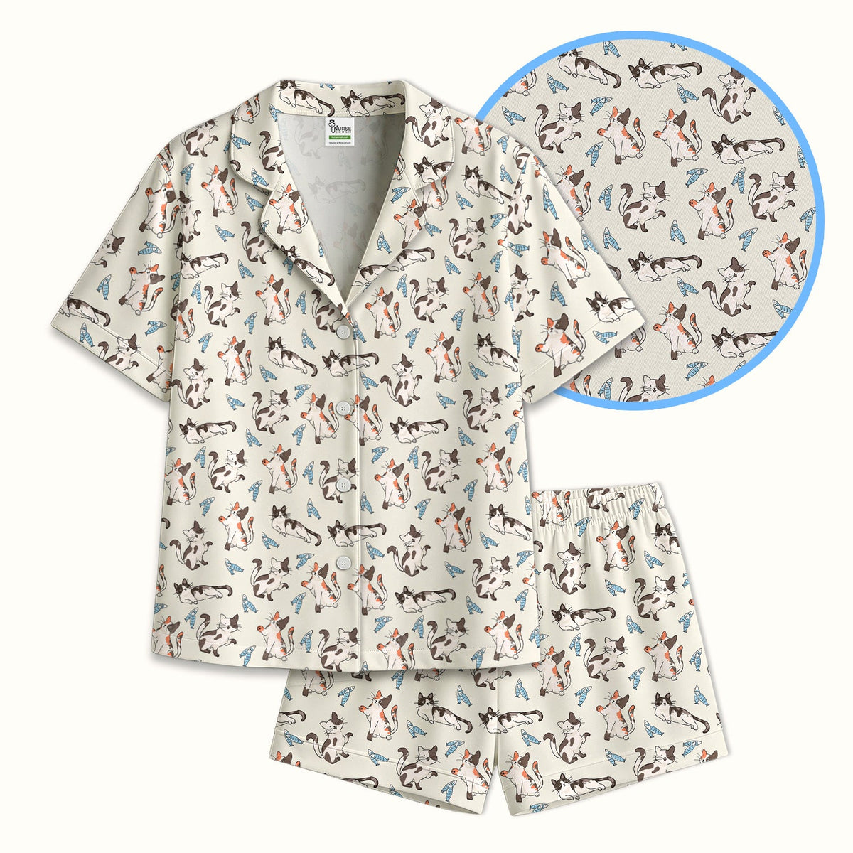 Playful Cats Fish Pajama Set