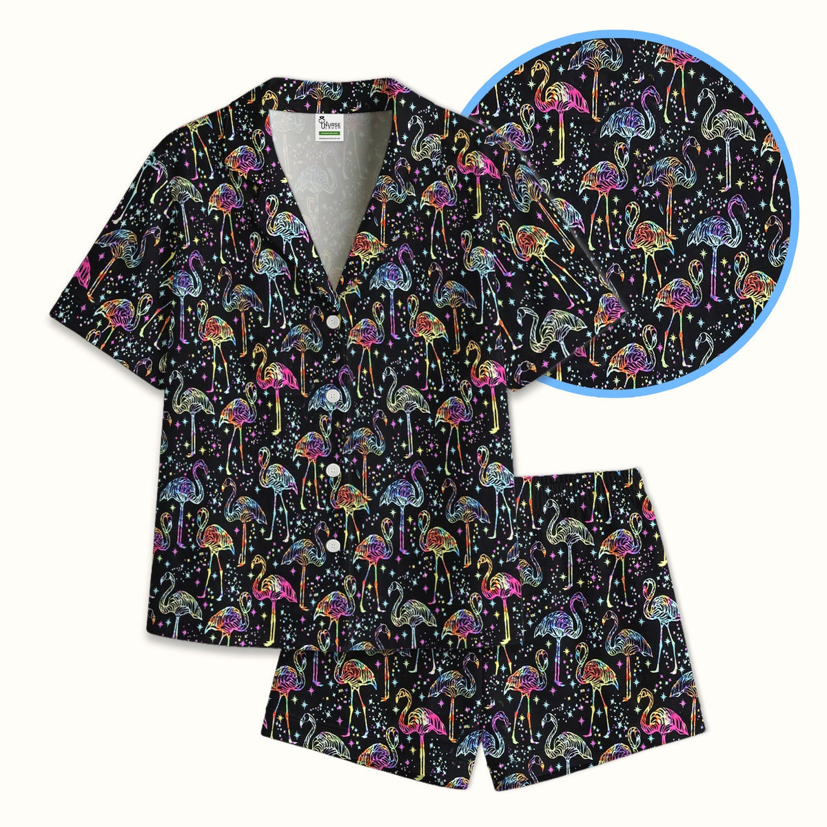 Neon Flamingo Starry Night Pajama Set