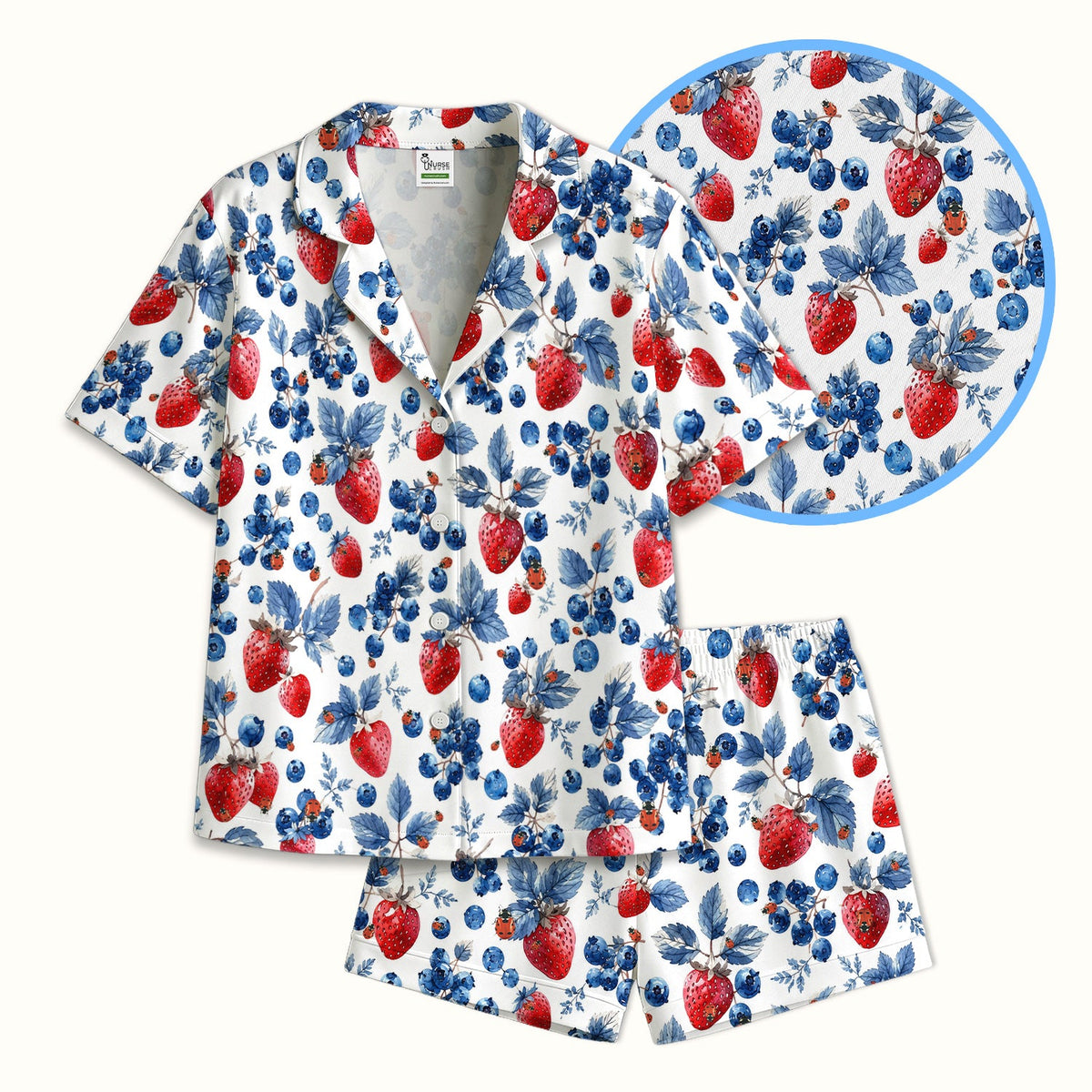 Strawberry Blueberry Ladybug Nurse Pajama Set
