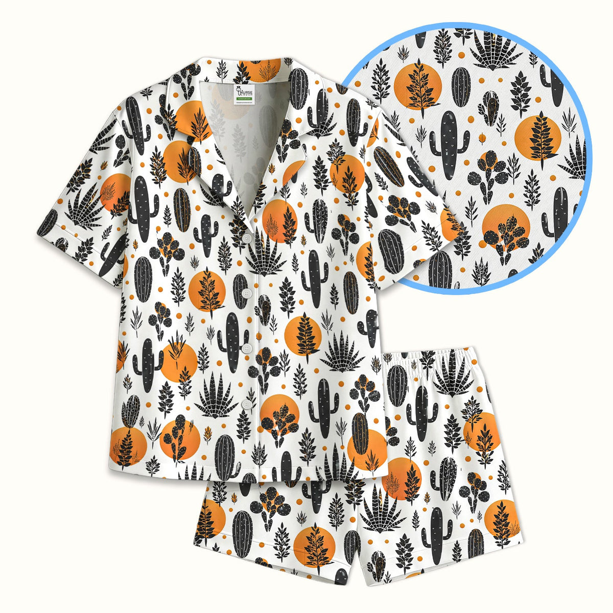 Desert Cactus Orange Sun Nurse Pajama Set