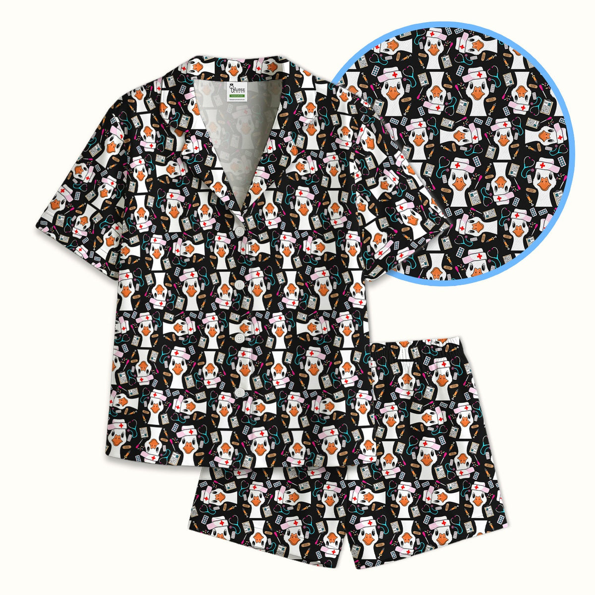Duck Wearing Hat With Medical Tools Pajama Set