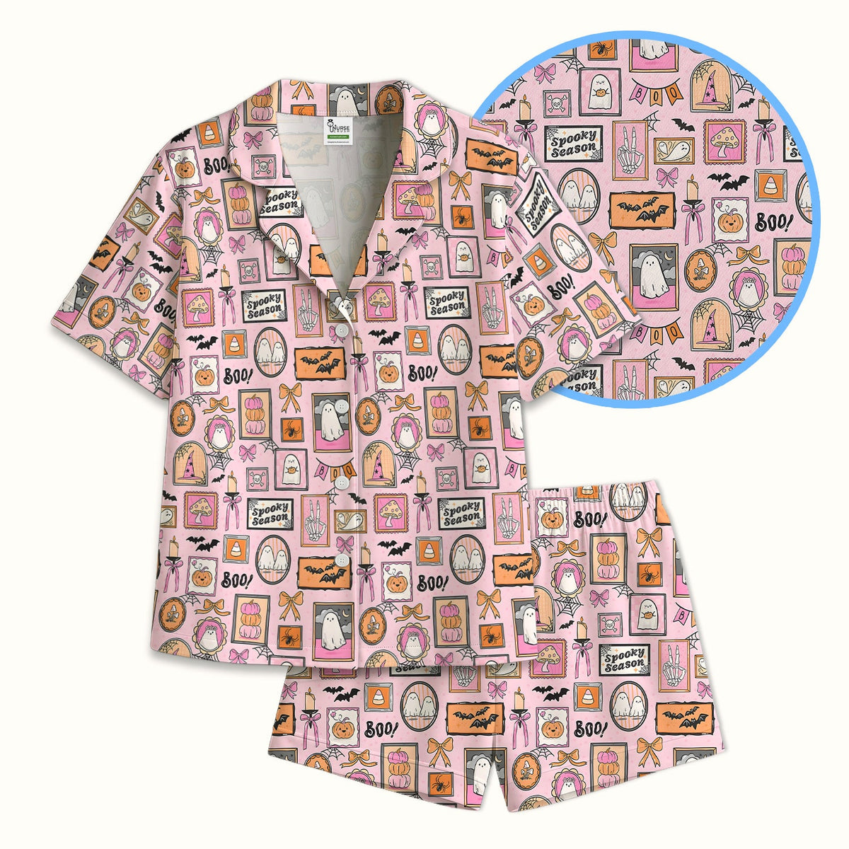 Pink Halloween Ghost Gallery Pajama Set