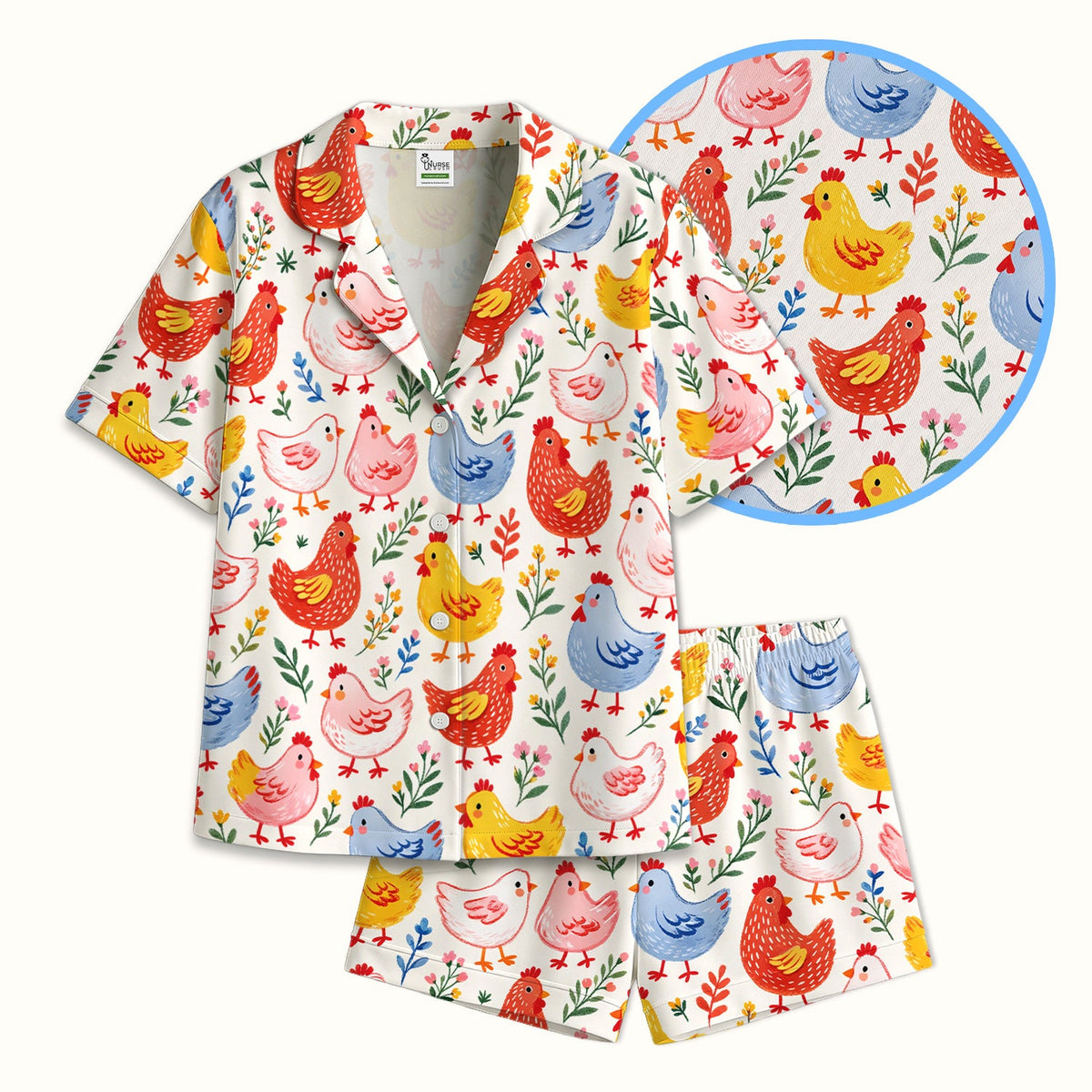 Fun Cartoon Hen Pajama Set