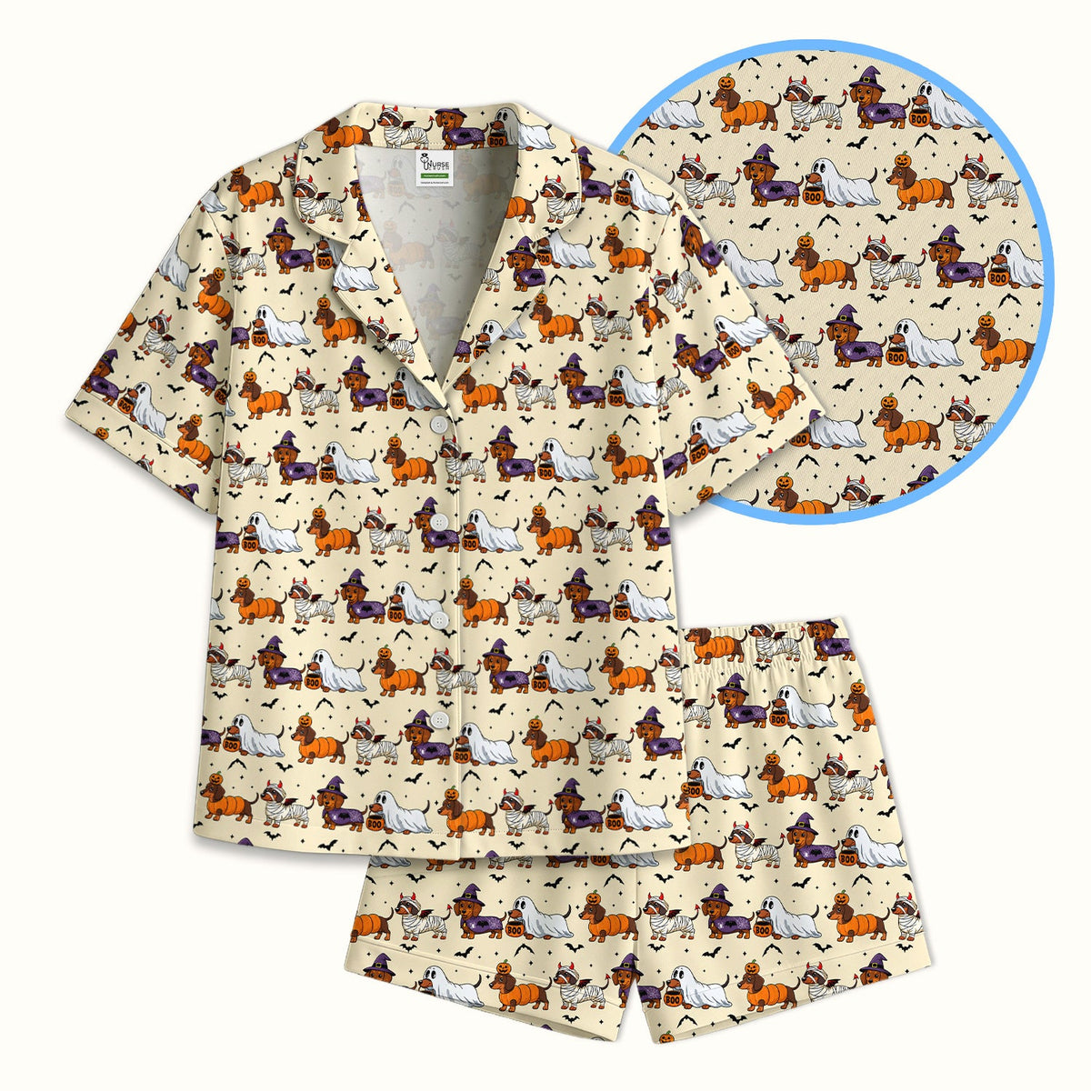 Dachshund with Bat Pajama Set - Halloween Gift For Nurse