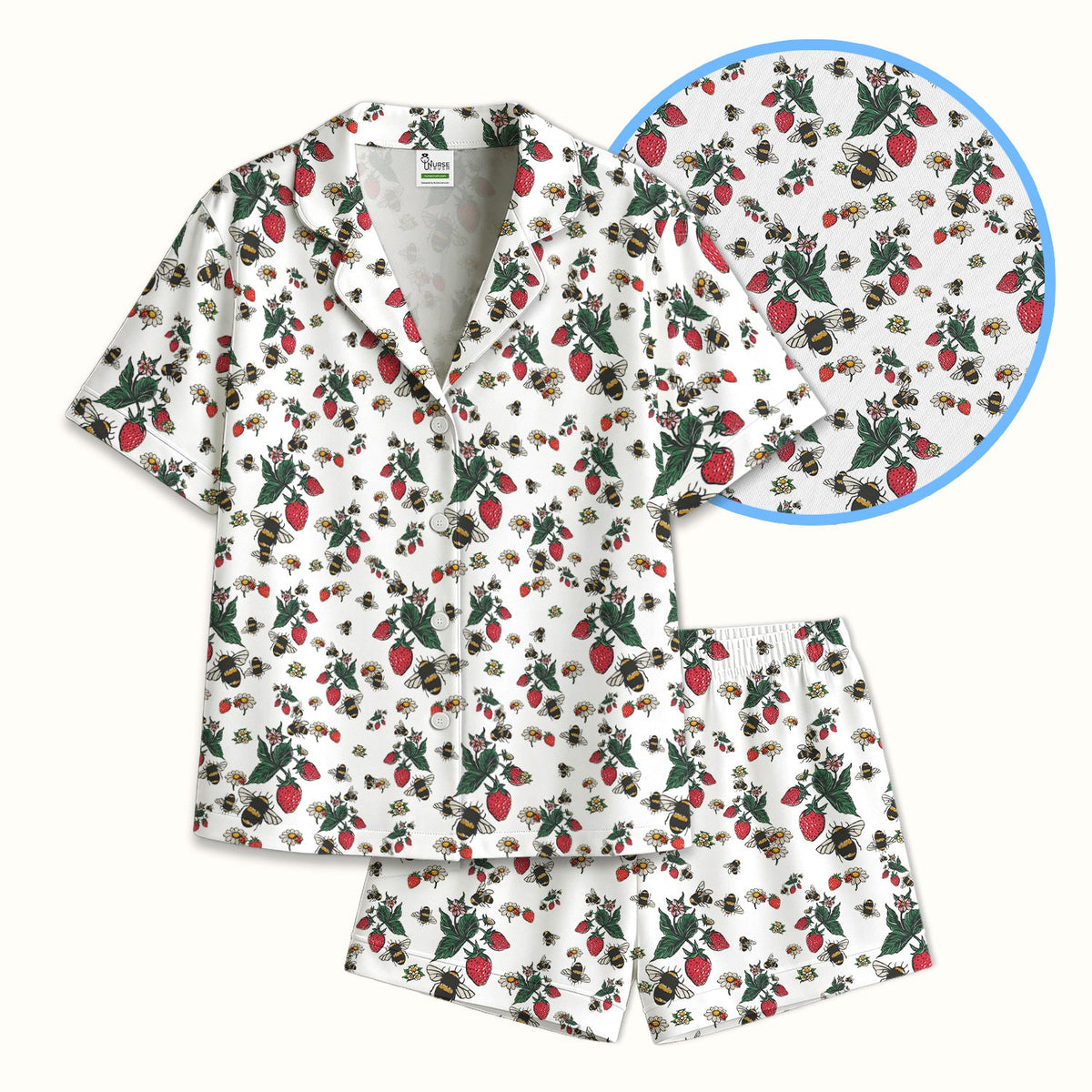 Strawberry Bee Daisy Nurse Pajama Set
