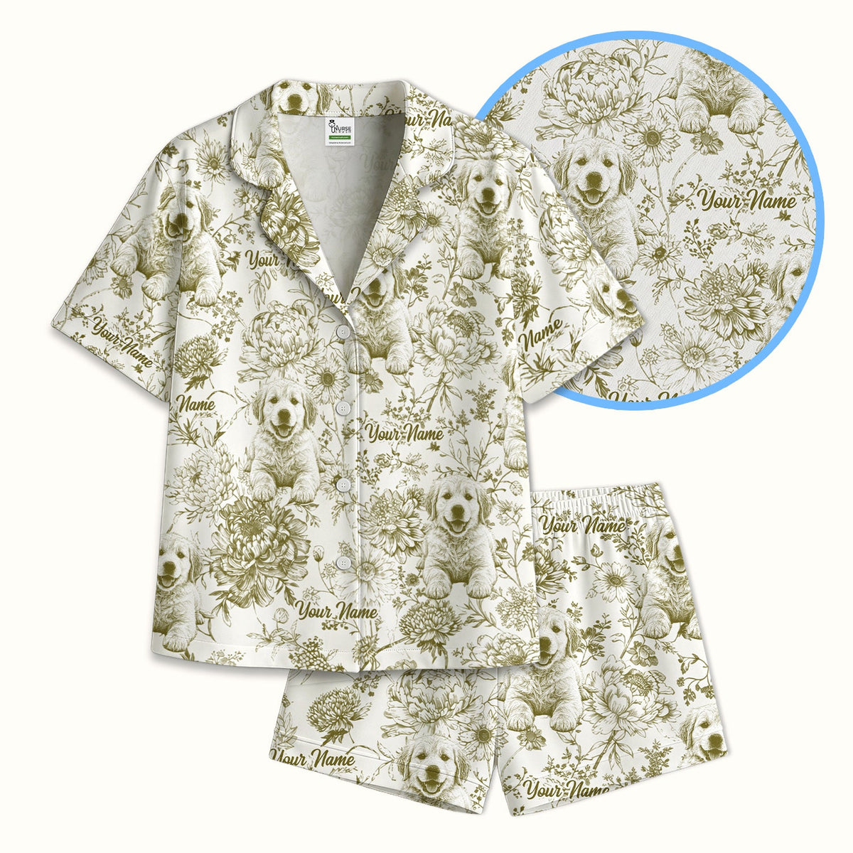 Personalized Pet Photo Floral Pajama Set