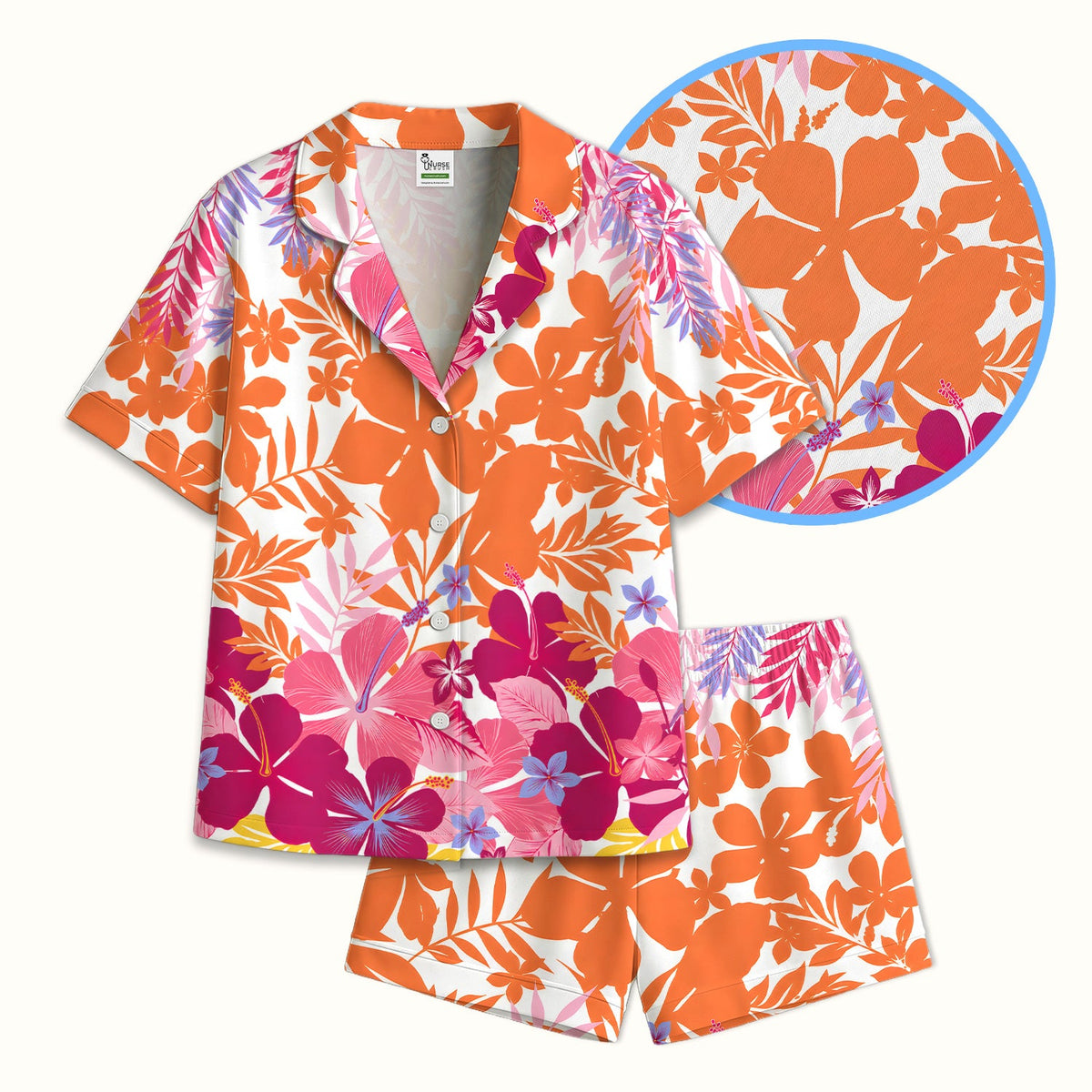 Tropical Hibiscus Bloom Nurse Pajama Set