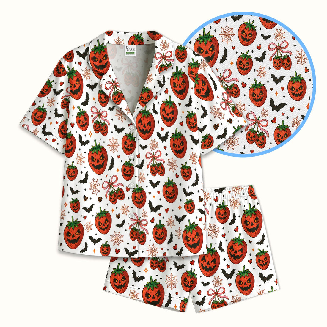 Sweet Halloween Strawberry Jack O Lanterns Pajama Set