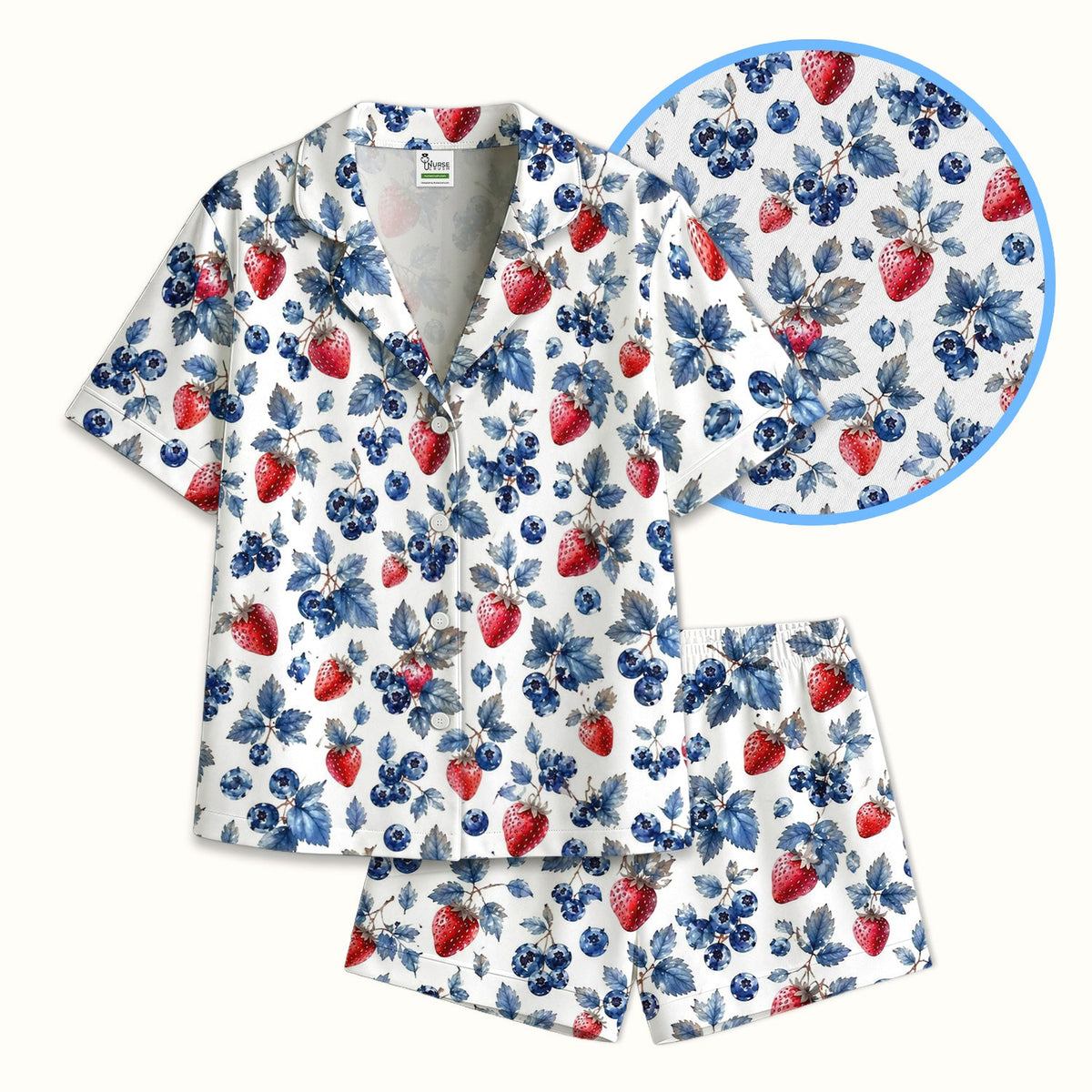 Strawberry & Blueberry Leaf Nurse Pajama Set