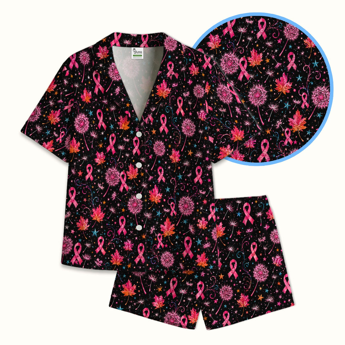 Breast Cancer Pink Ribbon Fall Nurse Pajama Set