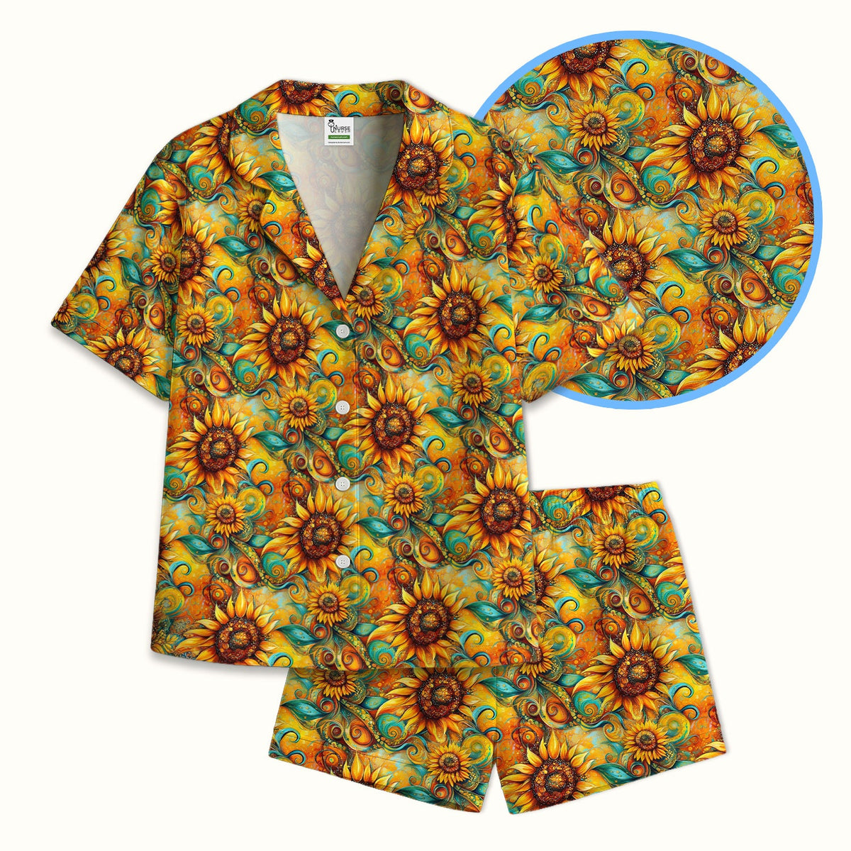 Sunflower Swirl Floral Pajama Set