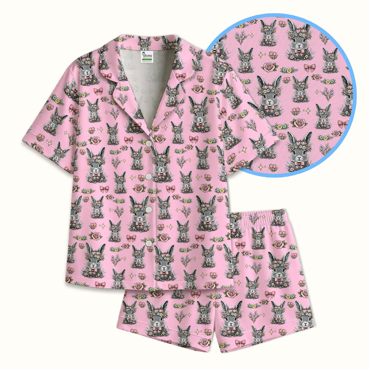Vintage Floral Bunny Pajama Set - Easter Gift For Nurse