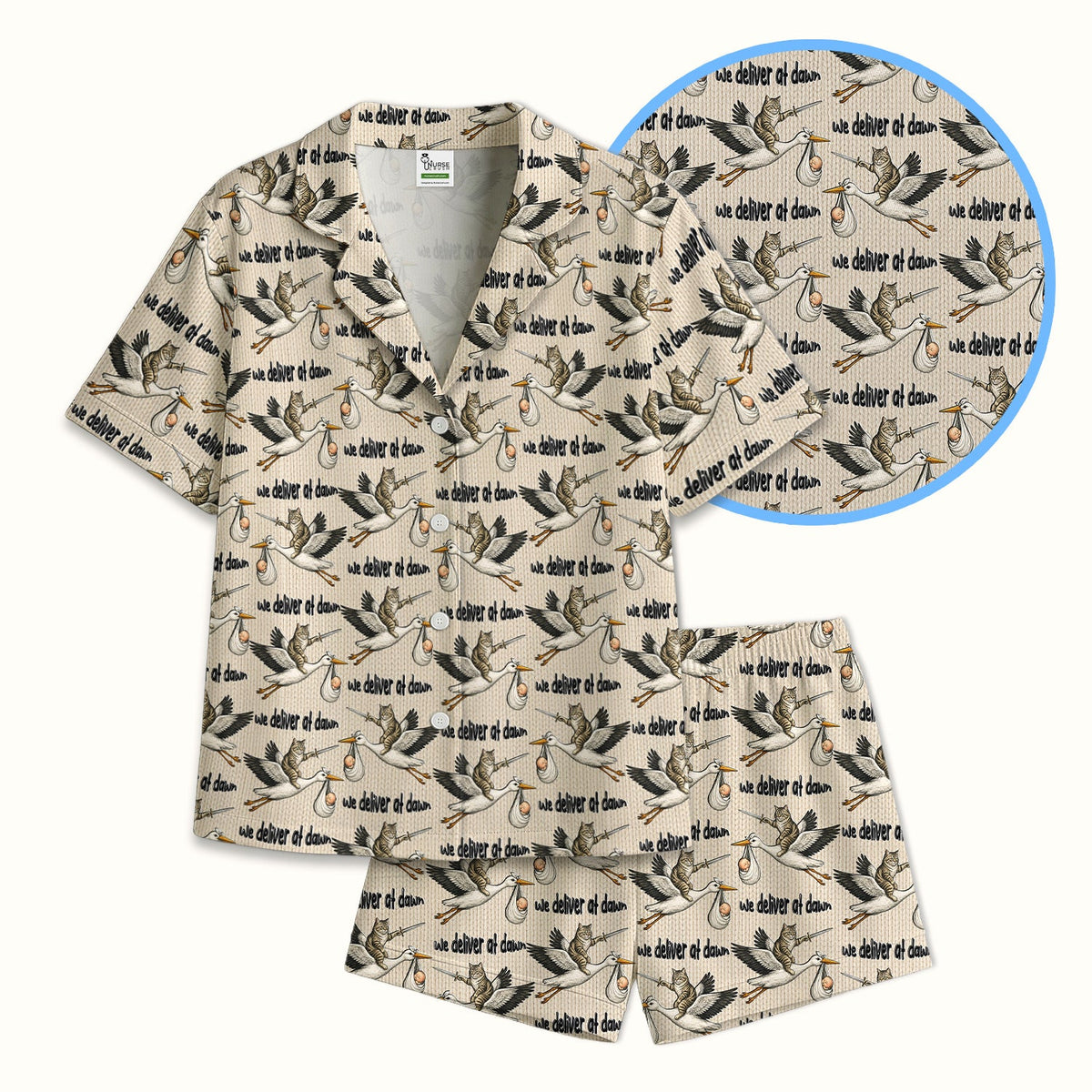 Stork Cat Delivery Pajama Set
