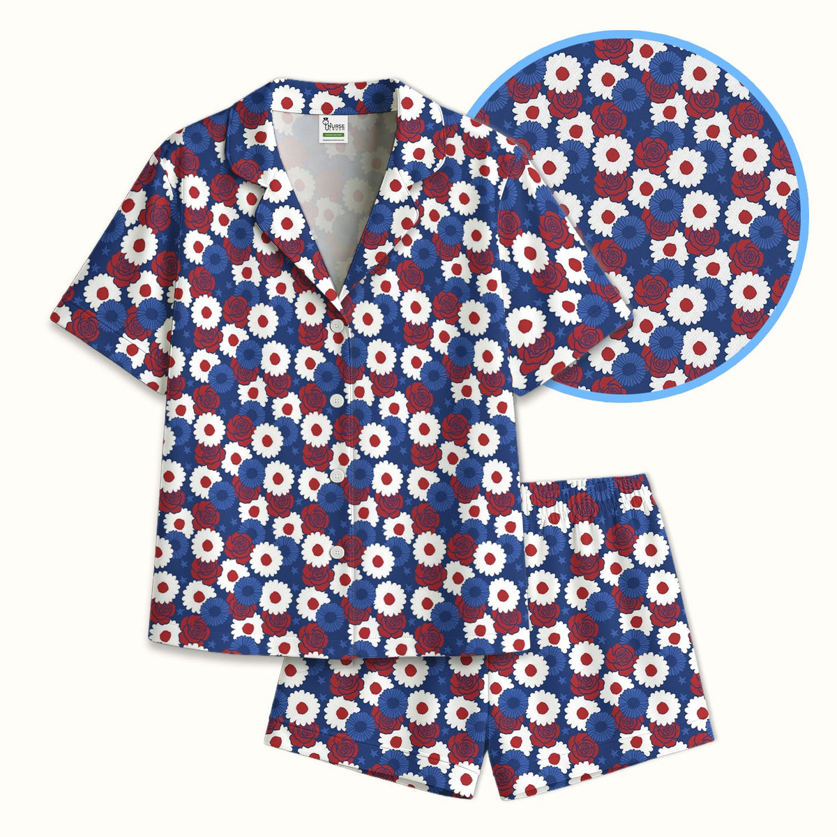 Daisy Rose Floral Nurse Pajama Set