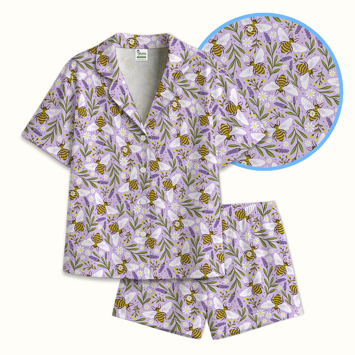 Lavender Bee Floral Pajama Set