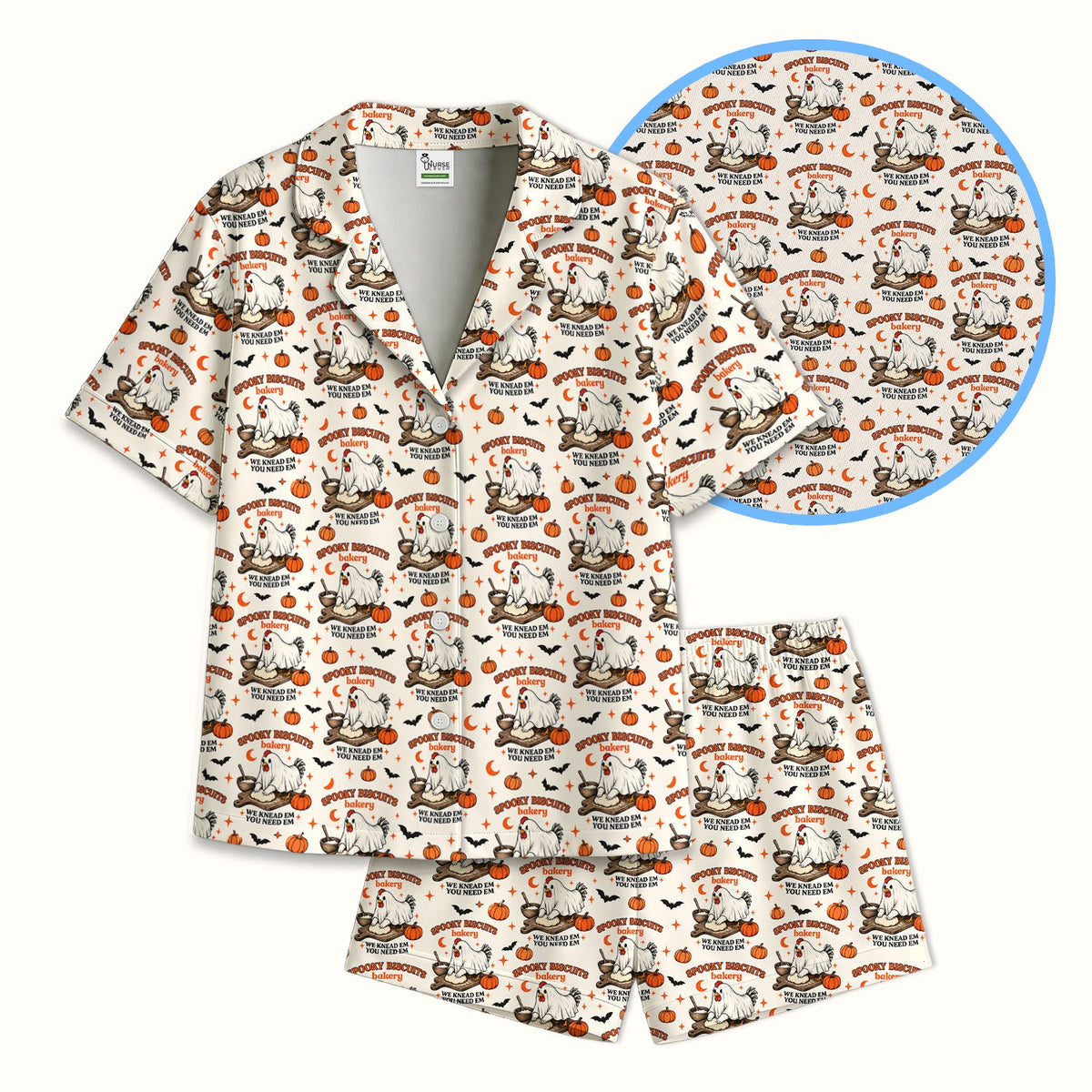 Spooky Biscuits Chicken Pajama Set - Halloween Gift For Nurse