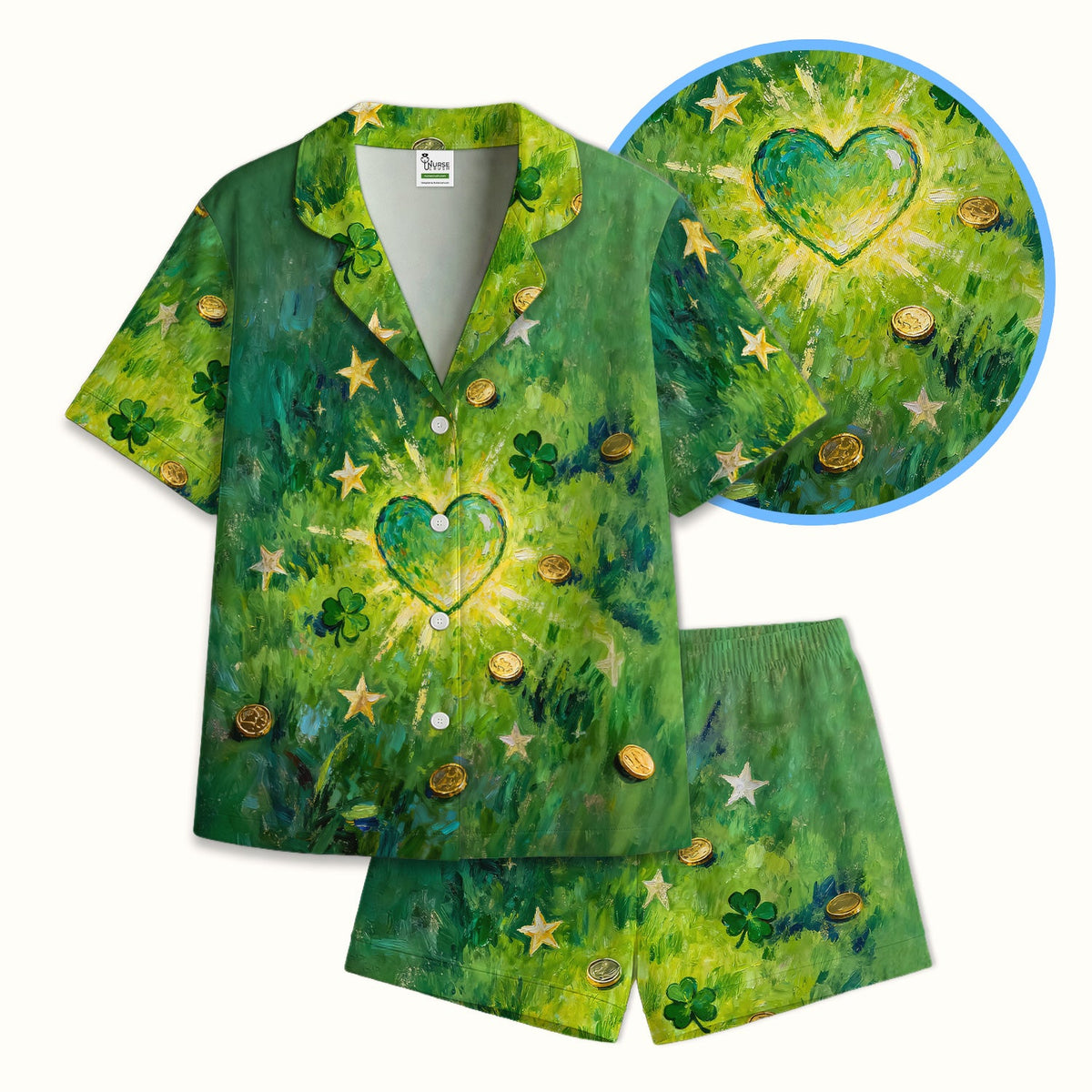 St Patrick Lucky Shamrock Heart Pajama Set