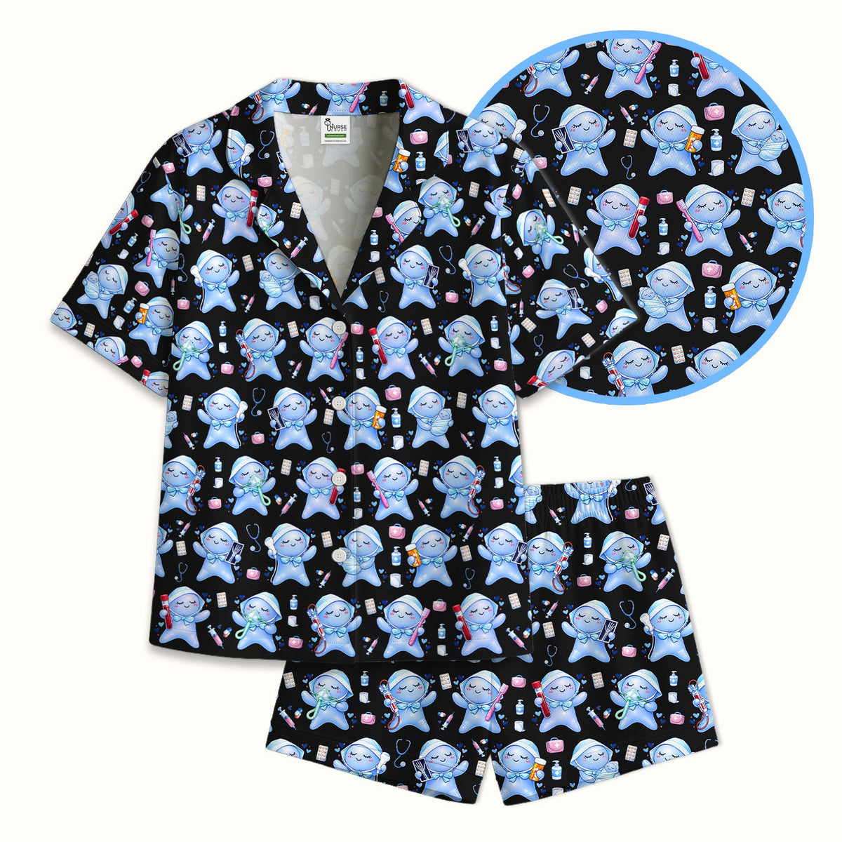 Dental Tooth Character Nurse Pajama Set