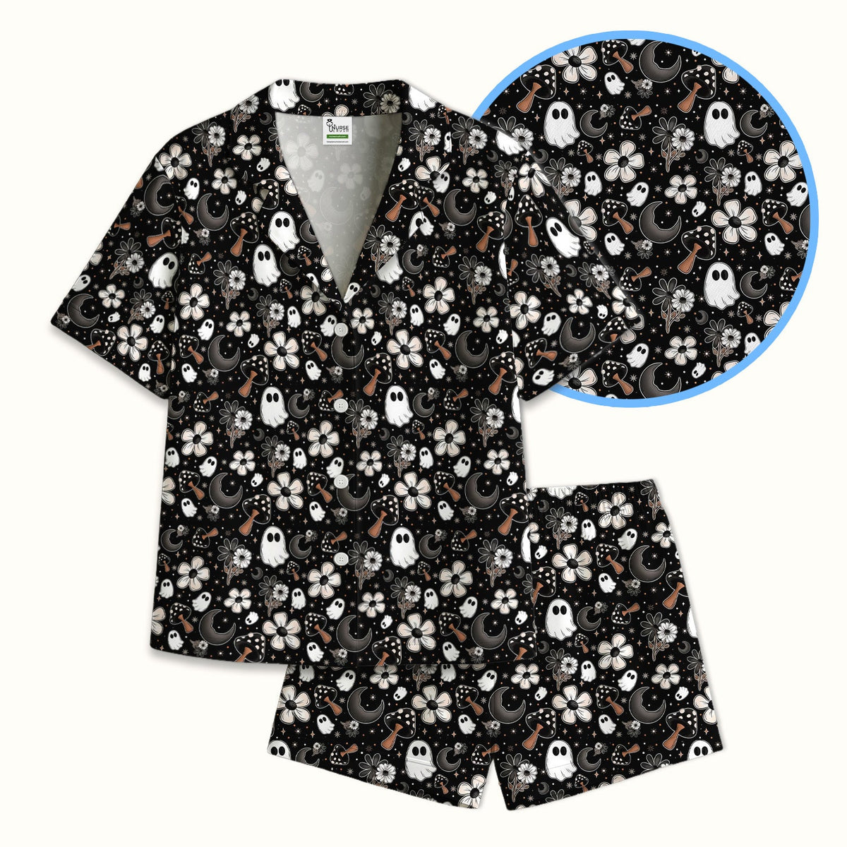 Floral Mushroom Ghost Pajama Set