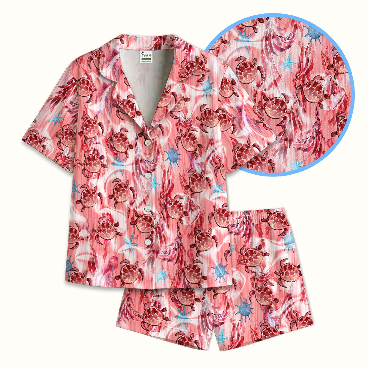 Pink Sea Turtle Ocean Pajama Set