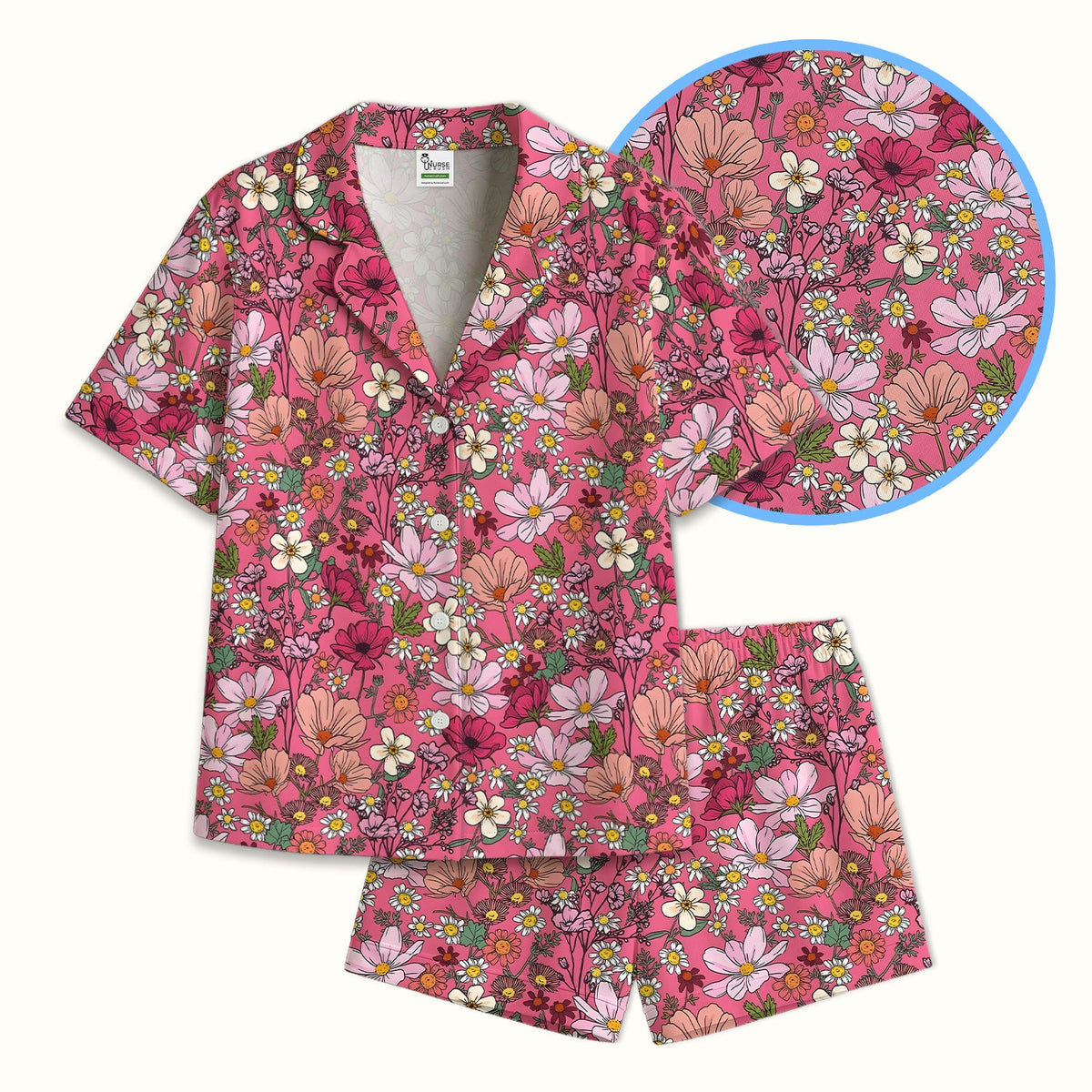 Pink Daisy Wildflower Pajama Set