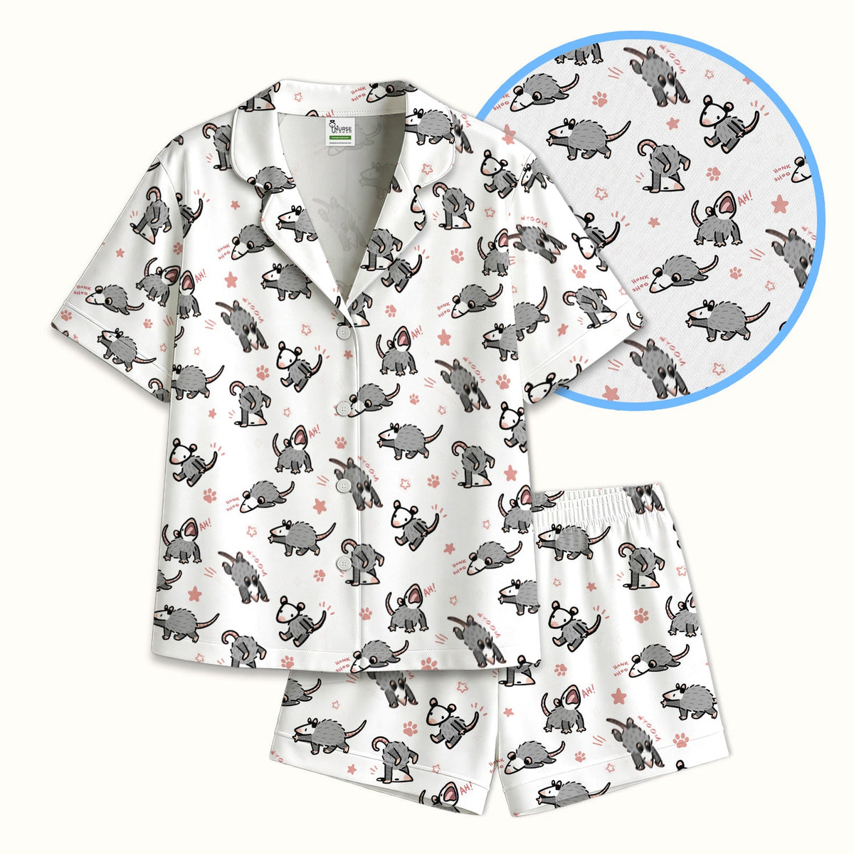 Cartoon Opossum Pajama Set