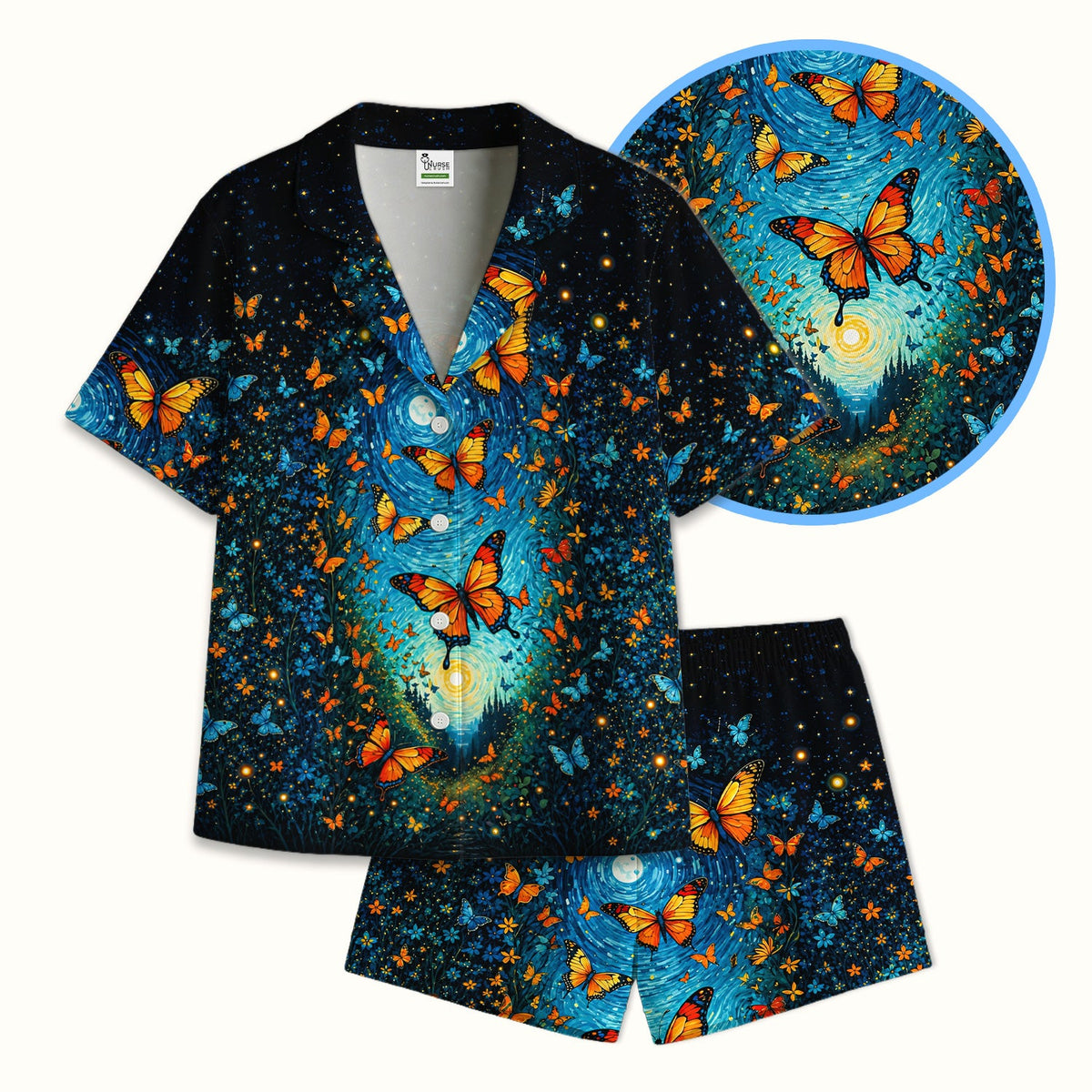 Moonlit Butterfly Nurse Pajama Set