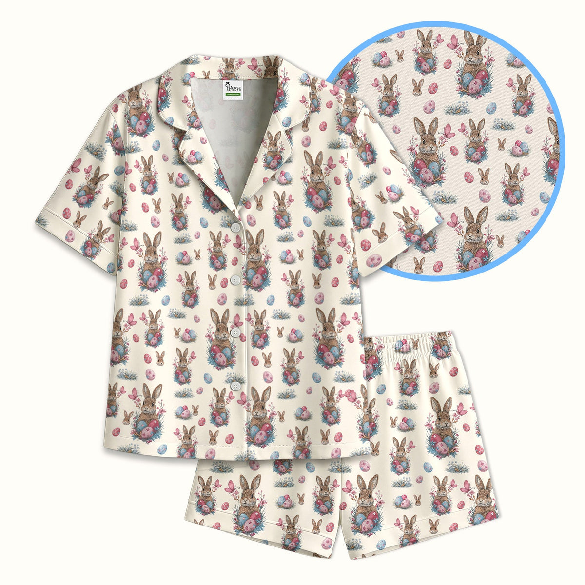 Pastel Easter Bunny Nest Nurse Pajama Set