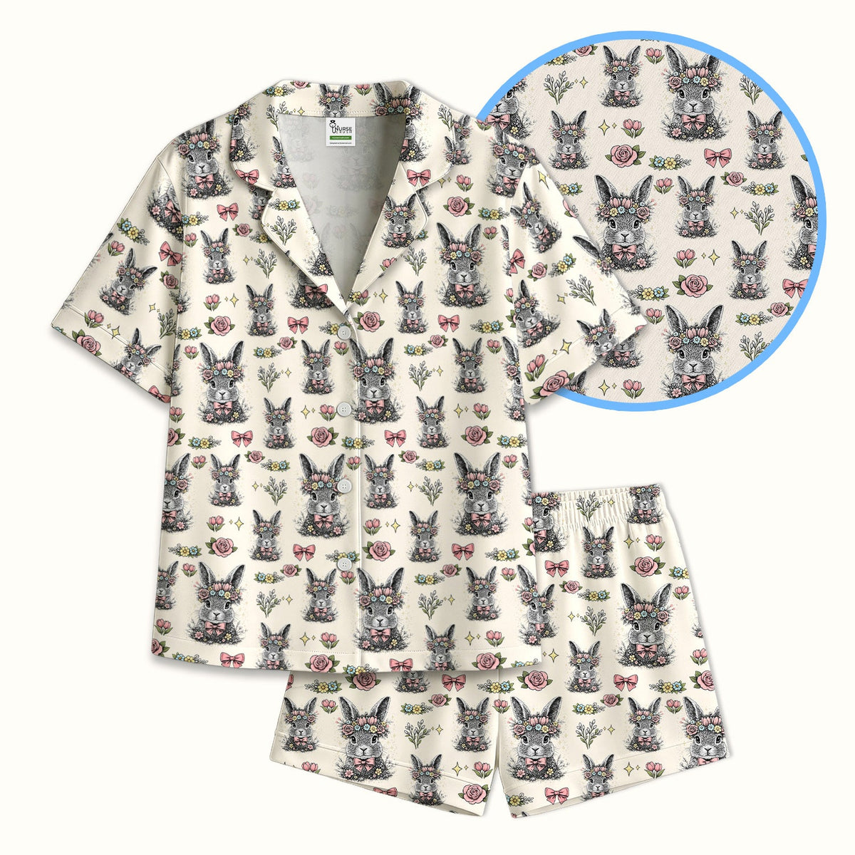 Vintage Floral Bunny Pajama Set - Easter Gift For Nurse