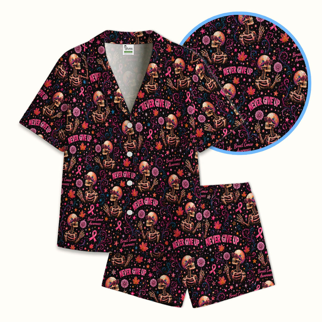 Breast Cancer Awareness Skeletons Nurse Pajama Set