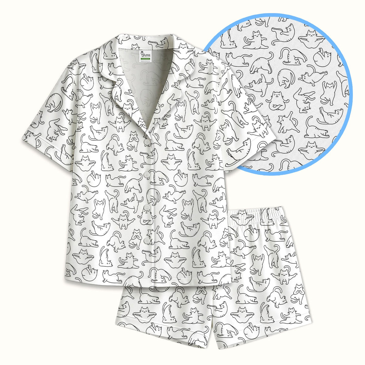 Cat Outline Playing Nurse Pajama Set