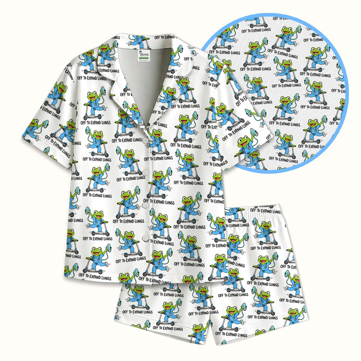 Off To Expand Lungs Frog Nurse Pajama Set