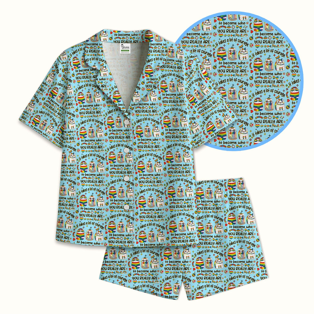 Nurse Rainbow Cat Courage Pajama Set