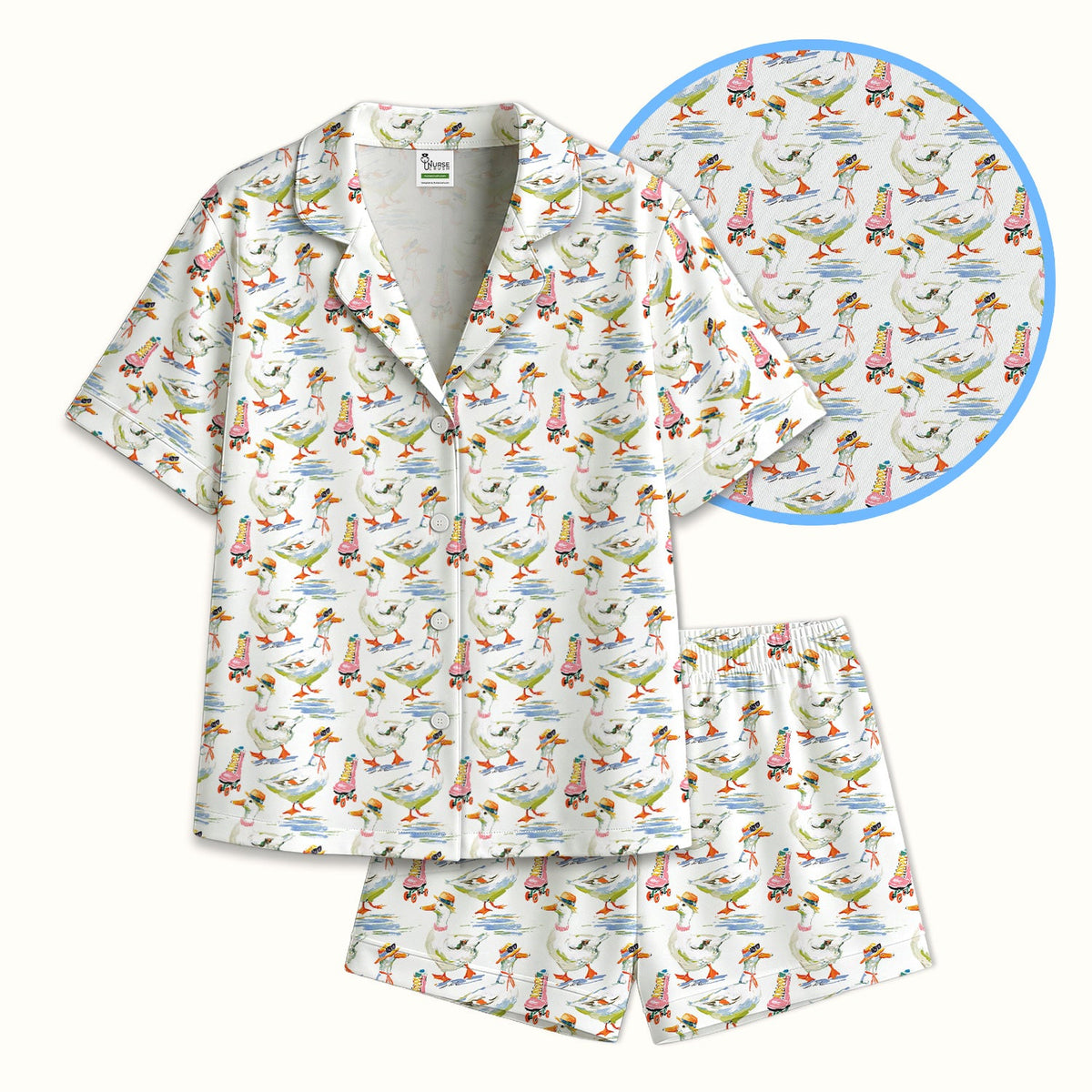 Roller Skating Goose Pajama Set