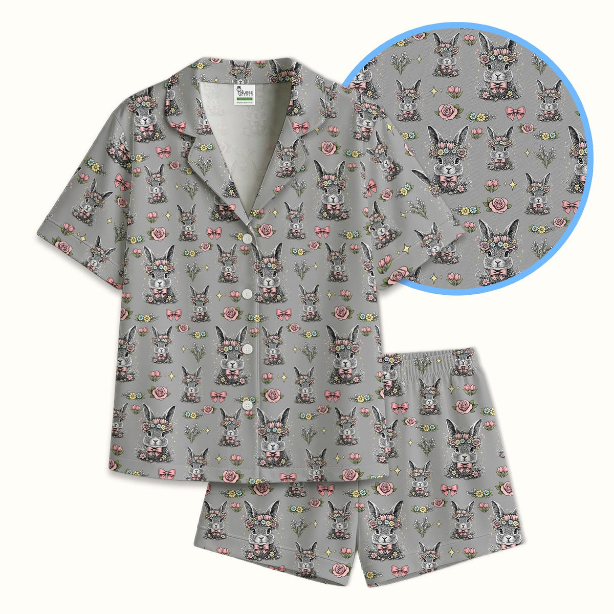 Vintage Floral Bunny Pajama Set - Easter Gift For Nurse