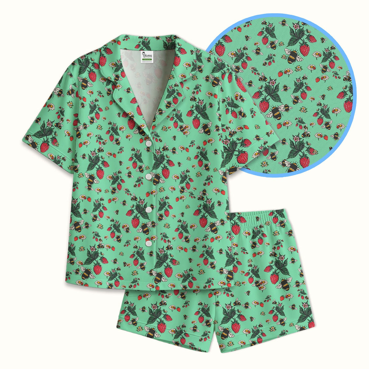 Strawberry Bee Daisy Nurse Pajama Set