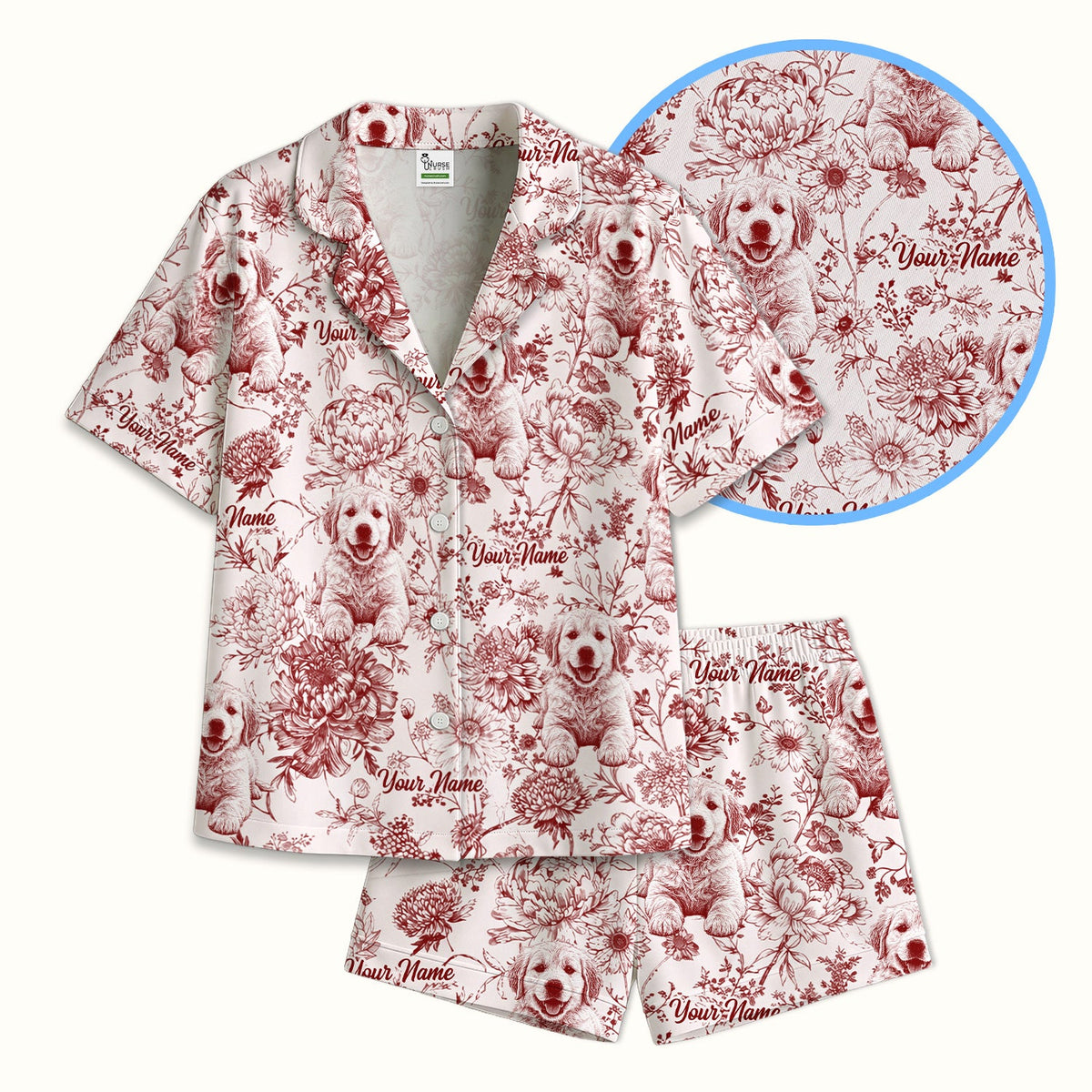 Personalized Pet Photo Floral Pajama Set