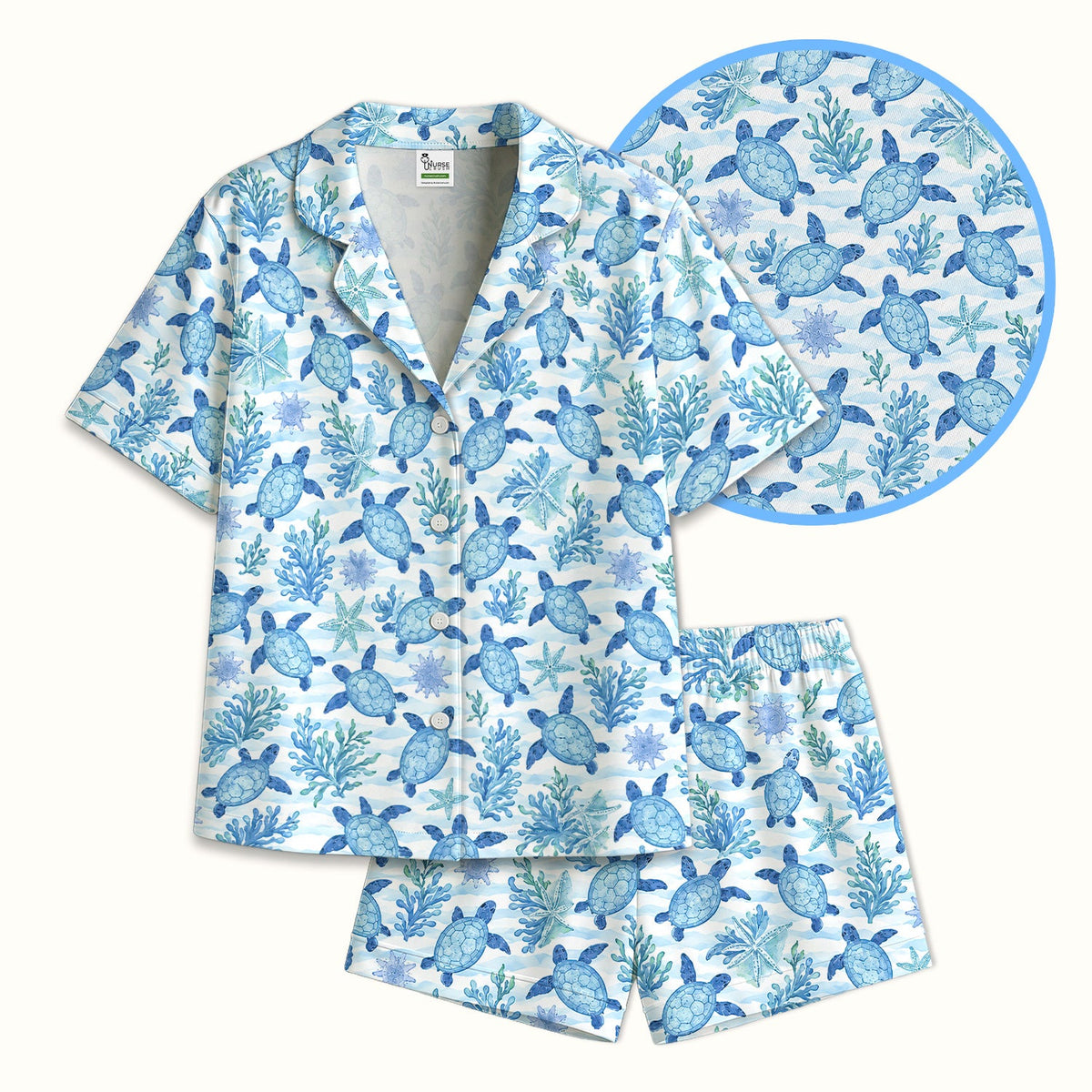 Coastal Sea Turtle Coral Nurse Pajama Set