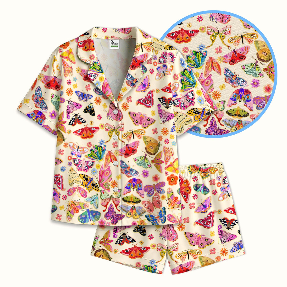 Colorful Butterfly Floral Pajama Set