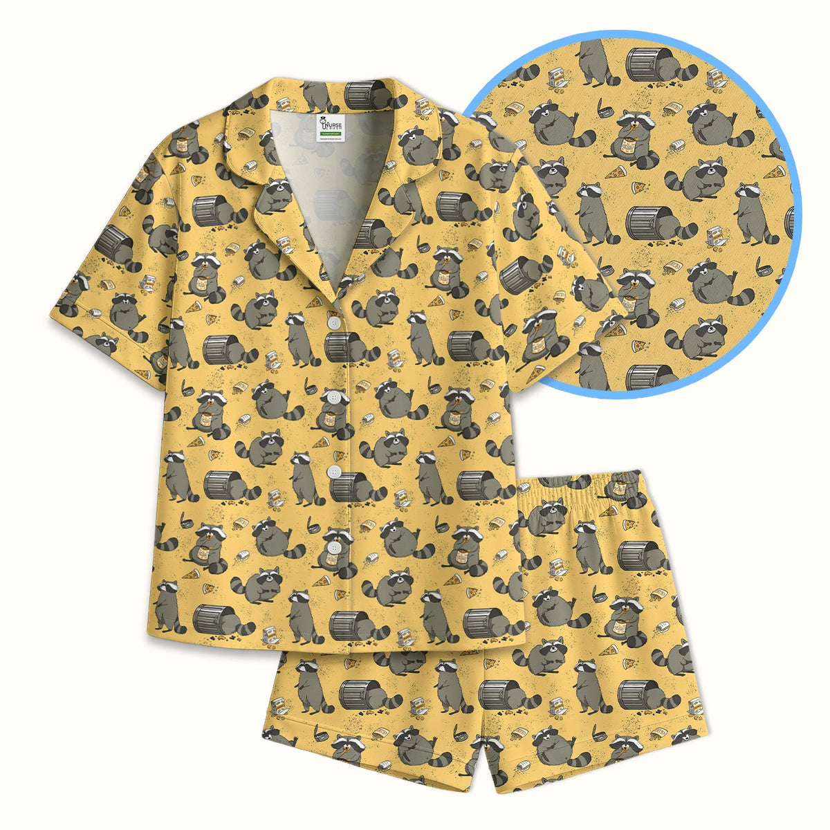 Raccoon Snack Trash Can Pajama Set