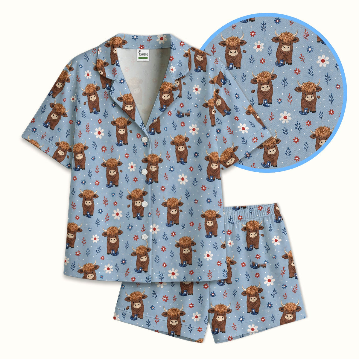 Floral Cowboy Boots Pajama Set