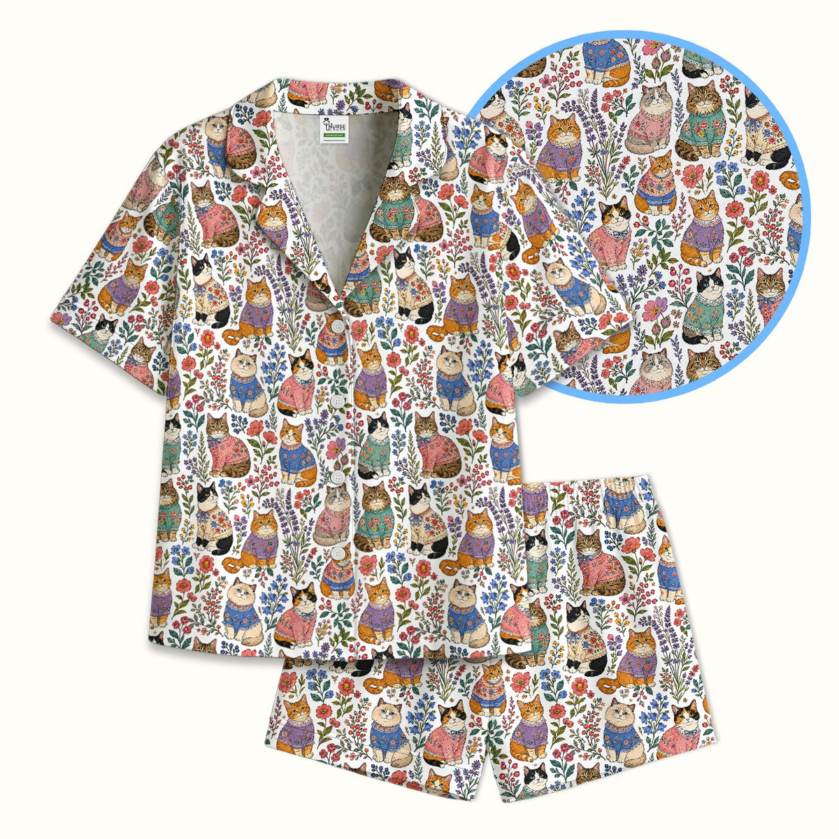 Floral Cat Pajama Set