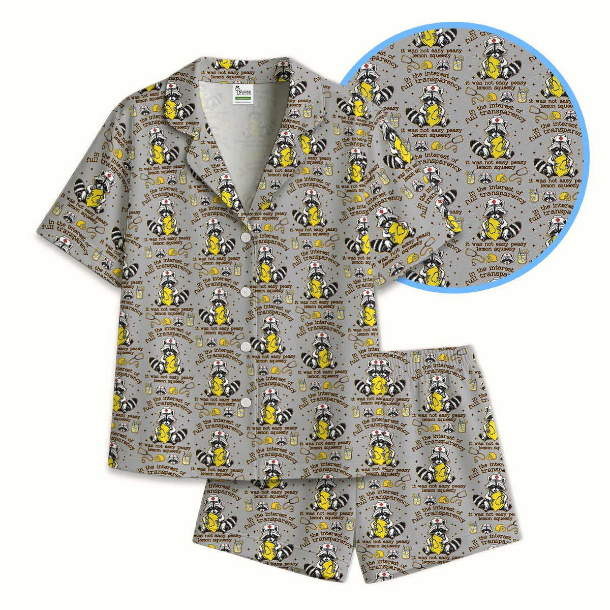 Raccoon Lemon Quote Pajama Set