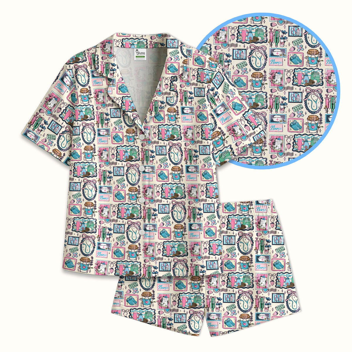 Stethoscope Syringe Frame Pajama Set
