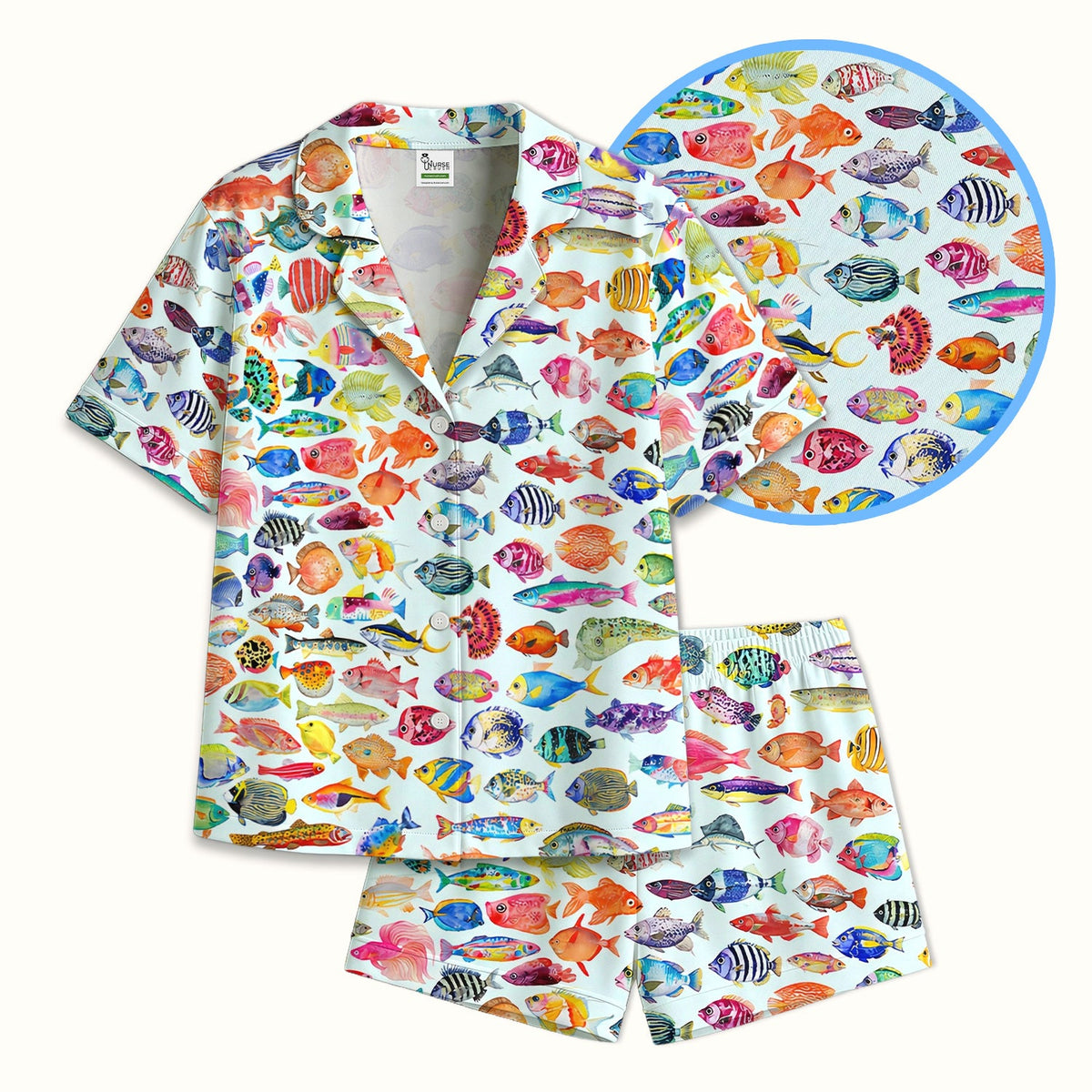 Colorful Tropical Fish Print Pajama Set