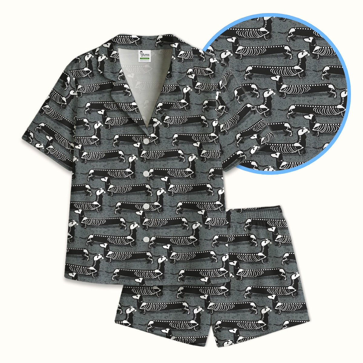 X-Ray Dachshund Skeleton Pajama Set